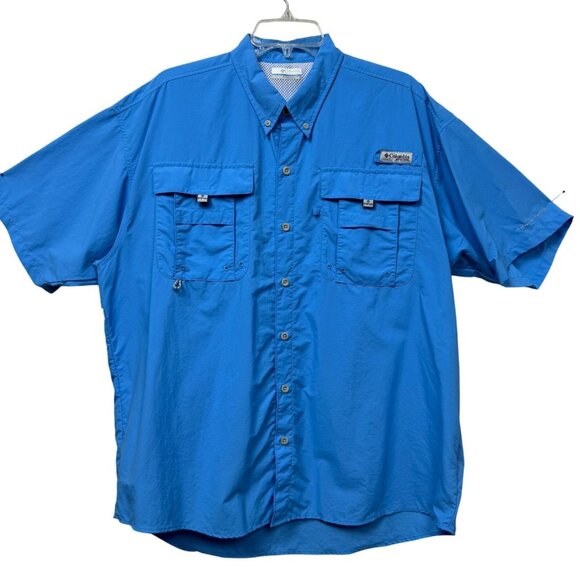 Columbia Other - Columbia Men’s Omni-Shade Fishing Shirt Short Sleeve Vented Size L Blue